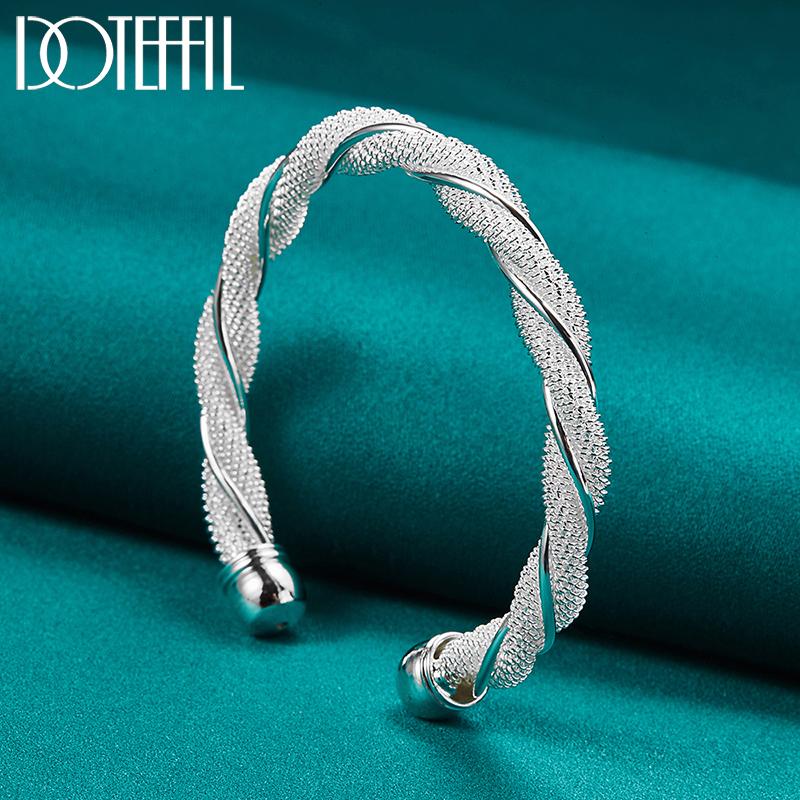 

925 стерлингового серебра женский и мужской широкий сетчатый плетеный браслет модные свадебные украшения 50MM