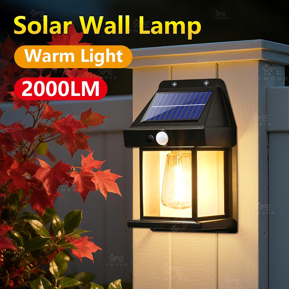 2000LM Solar Outdoor Lights Smart Sensor Wall Lamp Balcony Garden Decoration Outdoor Mood Light Solar Night Decorative Lamp