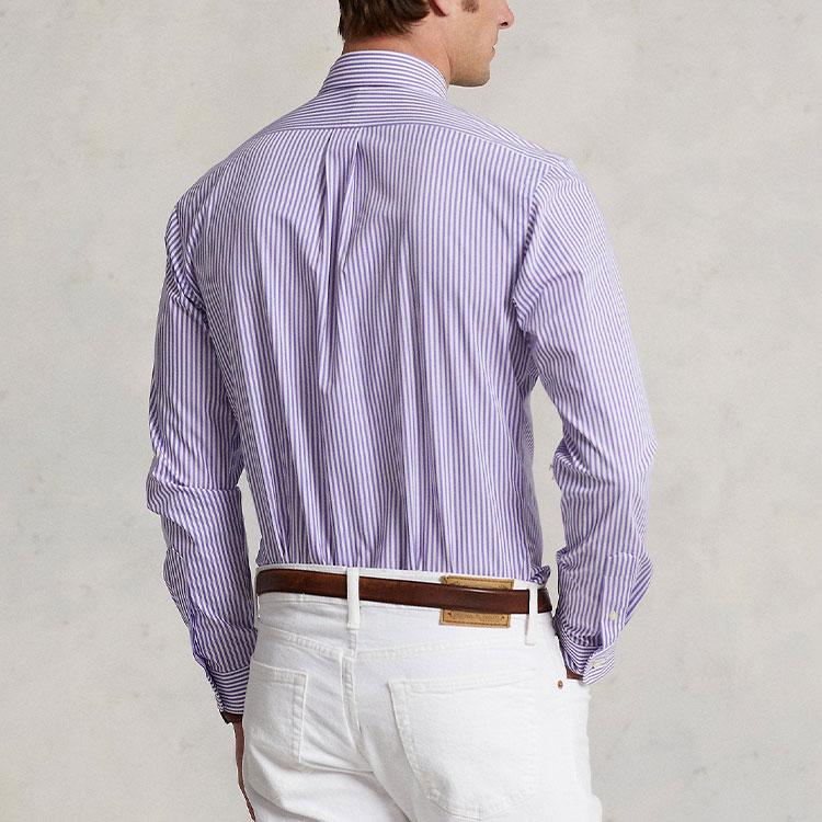Polo Ralph Lauren FW22 Striped Square Collar Single-Breasted Long Sleeve Shirt Men Shirts Purple 710859881-005