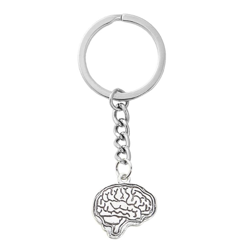 Vintage 3D Brain Keychain Anatomical Organs Body Parts Keyring Pendant For Doctor Graduation Gift Jewelry Handcrafts