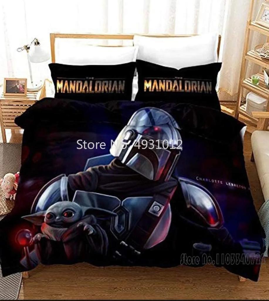 Anime 3D Printed Warrior Mandalorian Child Bedding Set Baby Duvet Cover Sets Bedclothes Twin Single King Kids Adult Gift