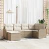 6-piece Garden Sofa with Beige Poly Rattan Cushions, 2-seater Garden Sofa with Beige Poly Rattan Cushions 3345771