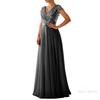 New Spring/Summer Women's Sleeveless Dress V-Neck Sequined Elegant Chiffon Patchwork Evening Gown