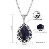 Sterling Silver 925 Pendant Necklace Pear Shape 10x14mm Natural Blue Sandstone Necklace Fashion Jewelry For Women