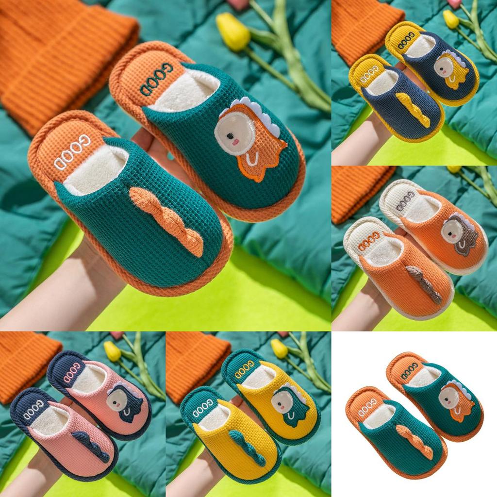 Dinosaur Childrens Cotton Slippers With Plush Interior For Indoor Warmth And Comfort