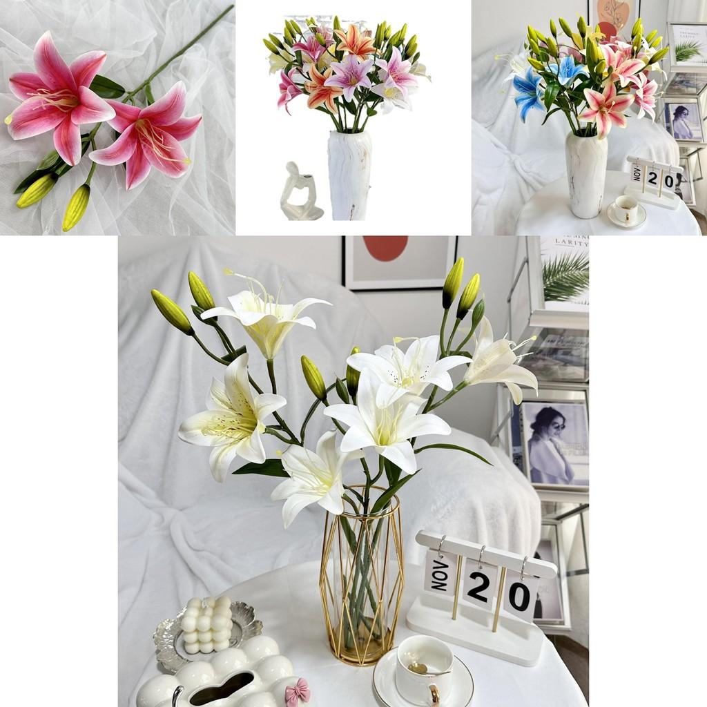 Luxury Artificial Lily 2head Florals With Delicate Craftsmanship For Home Decoration And Wedding Settings