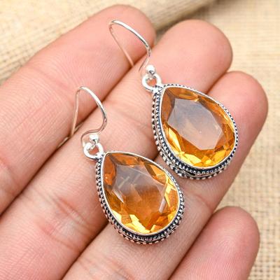 Awesome Morganite Gemstone Handmade 925 Sterling Silver Jewelry Earrings For Her