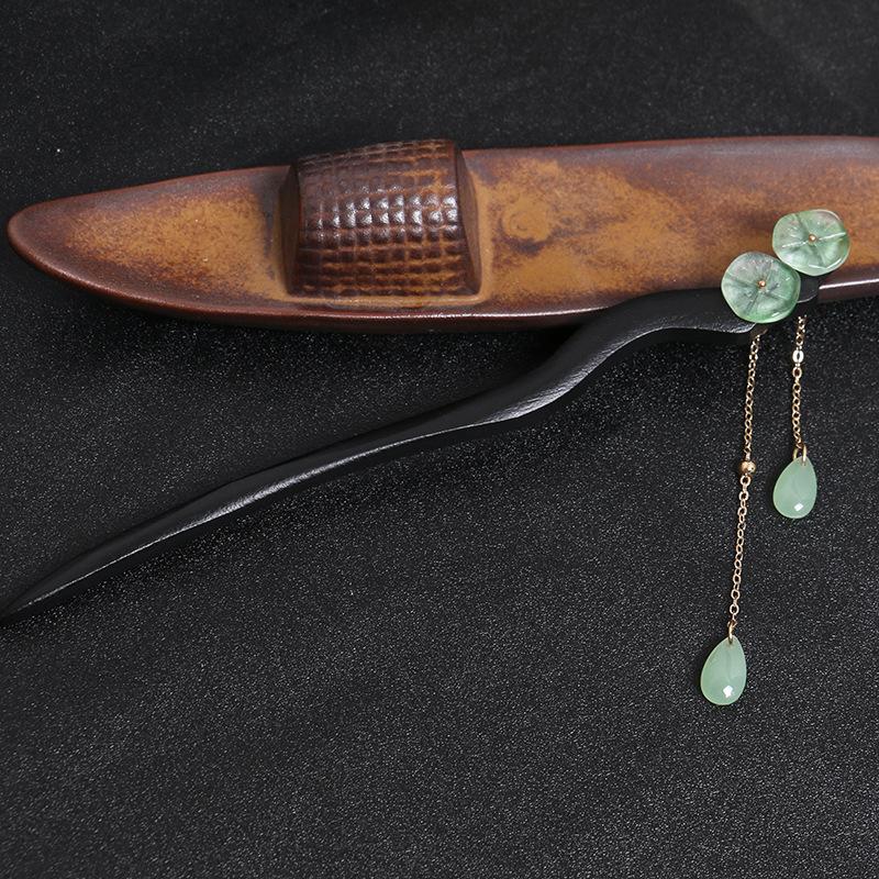 

Chinese style ladies carving sandalwood steps shaking retro Hanfu hair fork jewelry plum blossom shaped hair accessories Size fits all