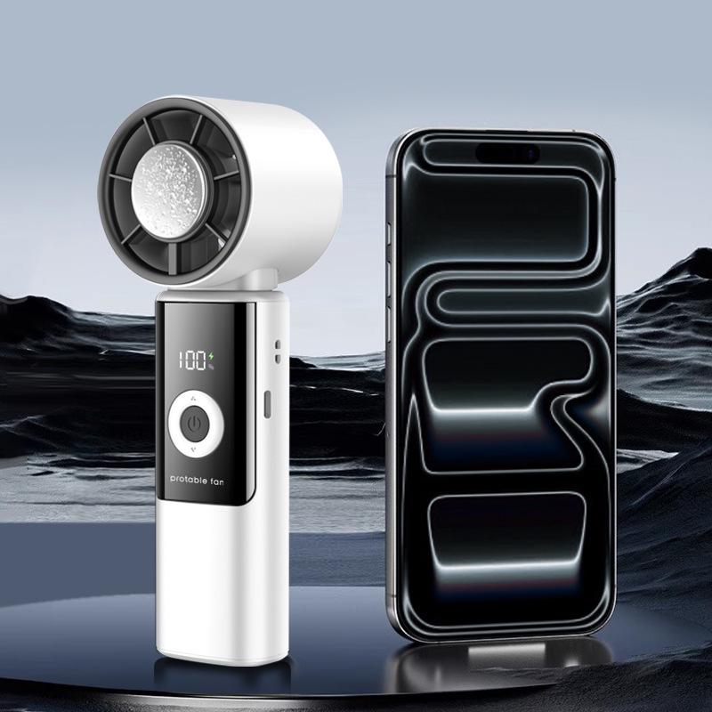 2026 USB Rechargeable Foldable Handheld Ice Cooling Fan with Simple Digital Display