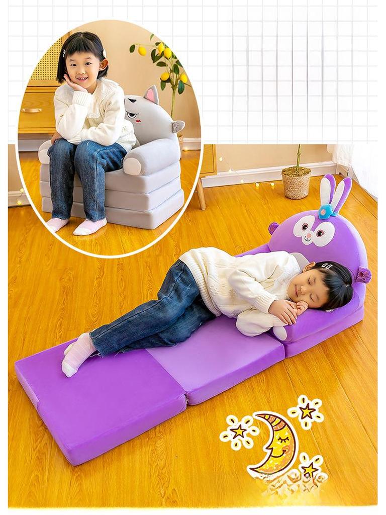 Cartoon Folding Kids' Sofa: Multifunctional Baby Seat & Kindergarten Stool