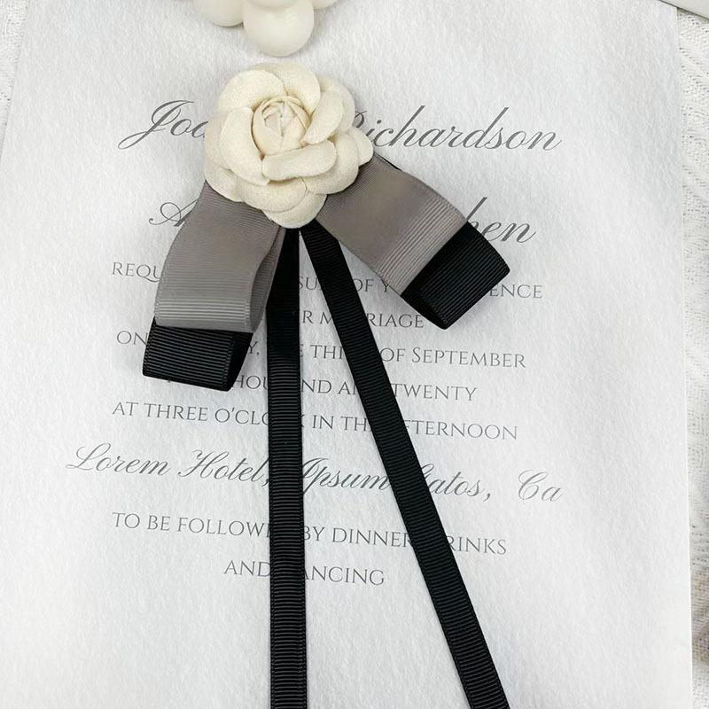 New Black Bowtie Ribbon Bow Brooch Fabric Camellia Flower Brooch Pins Vintage Wedding Party Brooches For Women Accessories