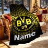 Custom Name Personalized Borussia Dortmund Print Blanket, Home Decor, Bedroom, Sofa, Camping, Couch, Gifts for Birthday Christmas