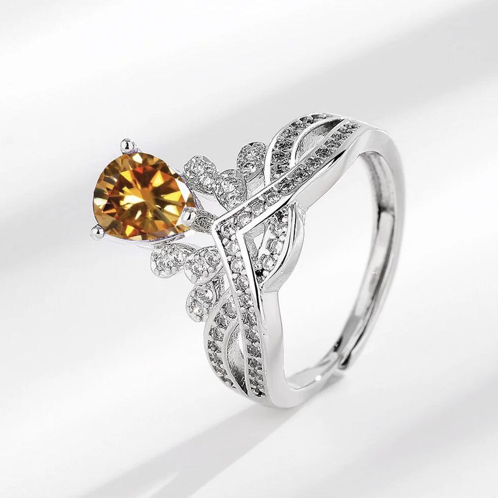 2026 Fashion Jewelry Full Diamond Premium Crown Women's Ring Temperament Set Light Luxury Ring Women