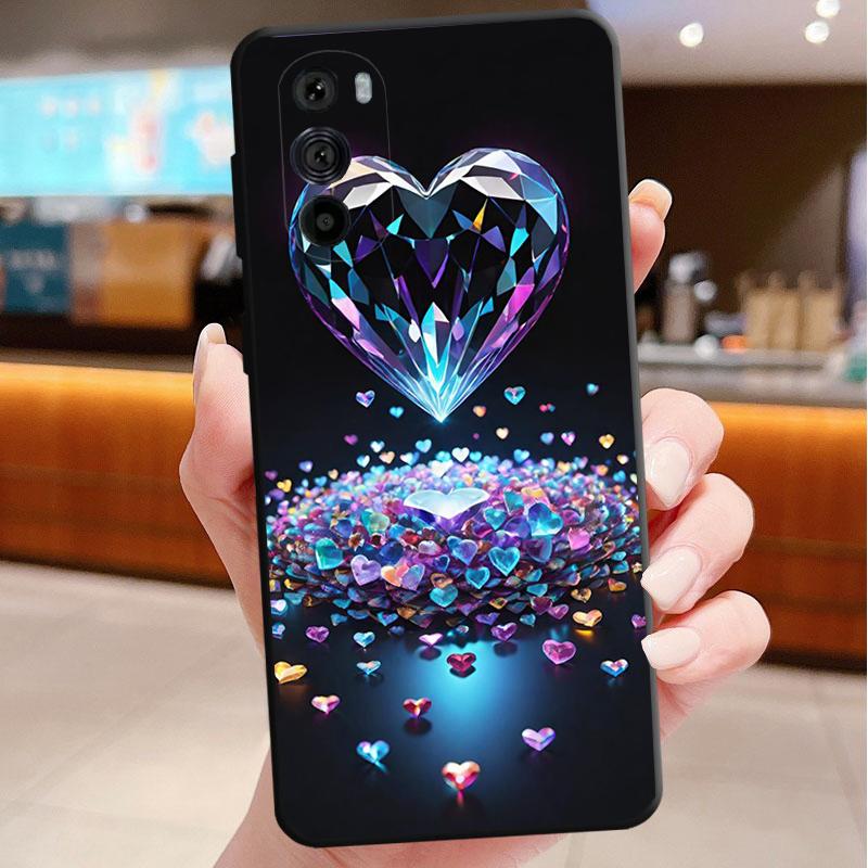 Phone Case For Motorola Edge 50 40 Pro 60 50 40 30 Ultra Neo Fusion Moto G85 G72 G53 G54 G84 G13 G32 Pink Gold Love heart