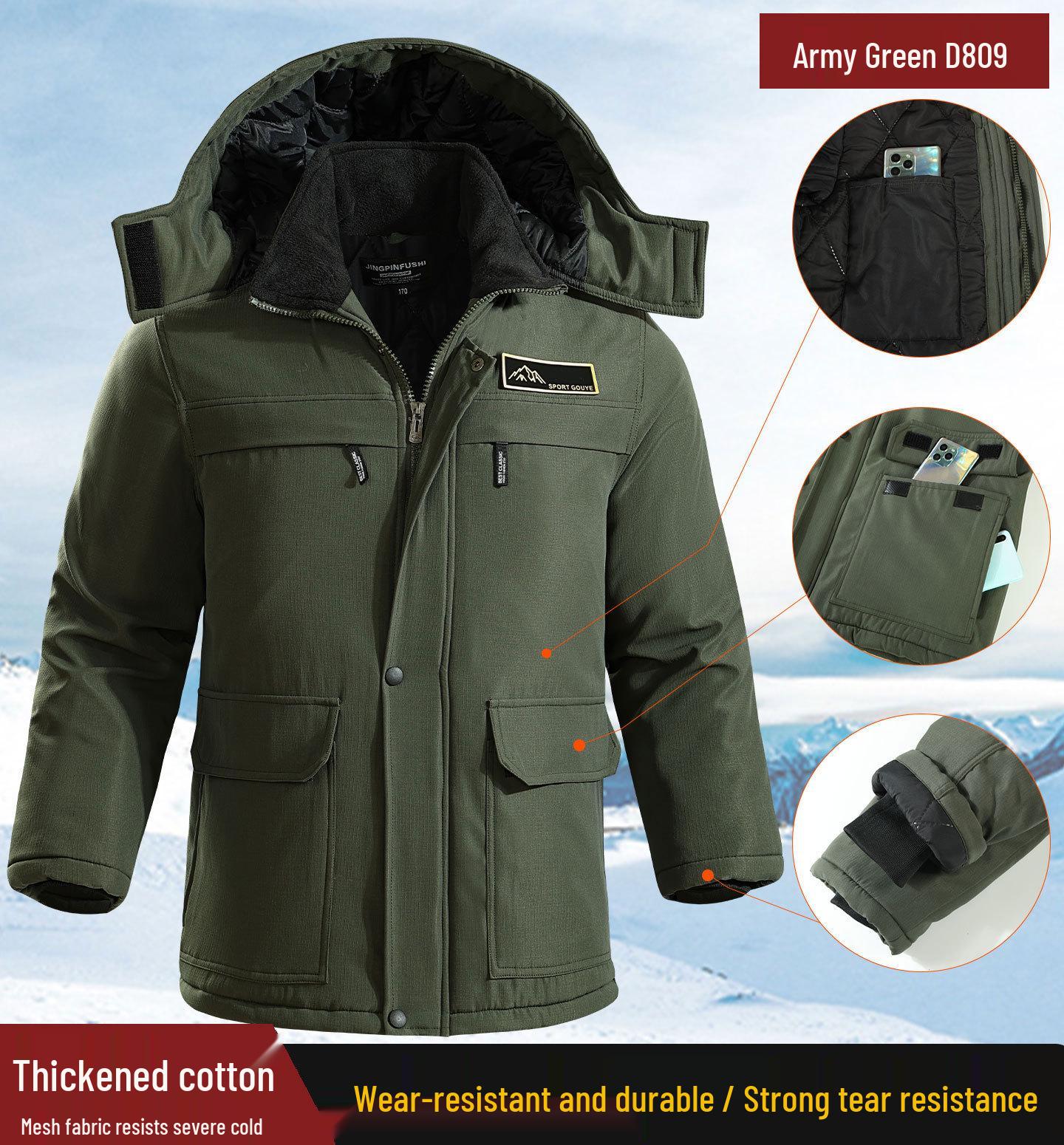 

Winter Plus Velvet Thickened Camouflage Hooded Jacket - Warm, Cold-Resistant, Loose-Fit, Wear-Resistant Cotton Coat. 180 (Height 175-178cm)