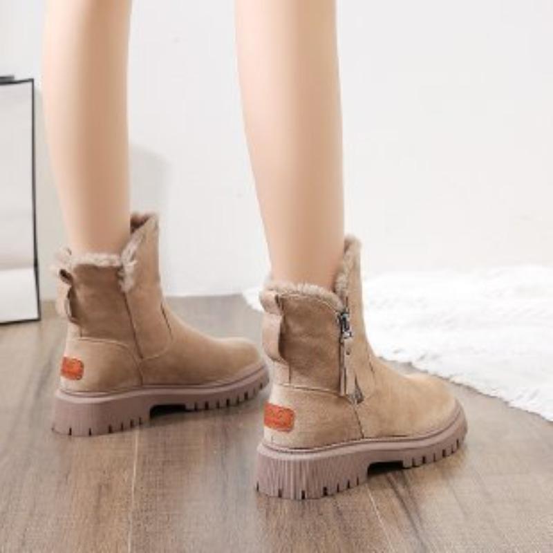 Thick-soled Martin Boots Women's 2 Winter New Fur Integrated Fleece Snow Boots Thickened Warm Short Boots