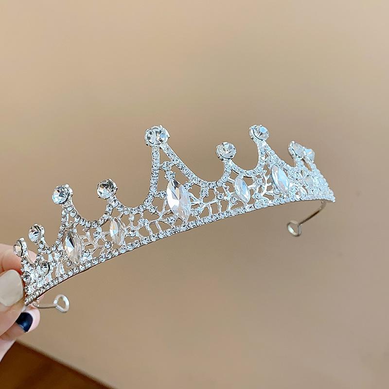 Super flash full diamond princess queen crown headband bride wedding banquet crown light luxury high-end temperament hair accessories woman