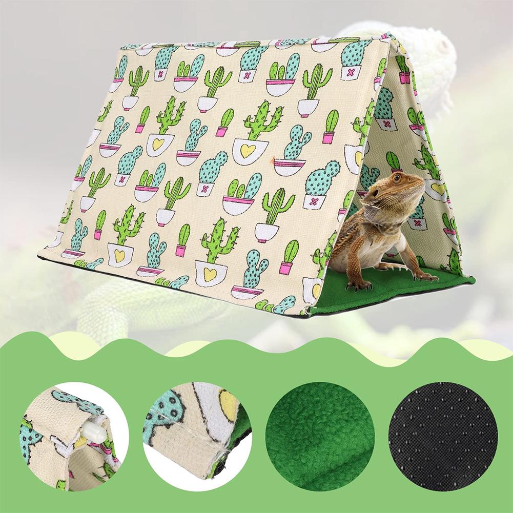 Mini Lizard Tent Cactus Pattern Detachable Machine Washable Soft Comfortable Warm Cotton Nest Hamster Sleeping Bed