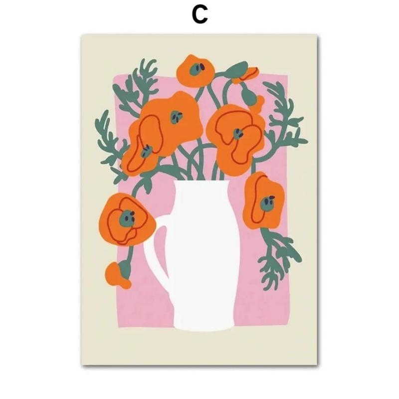 Abstract Fresh Lemon Strawberry Fruit Canvas Painting Daisy Vase Landscape Wall Art Poster Living Room Bedroom Home Decor