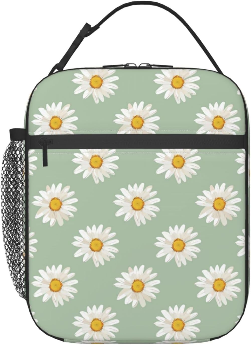 Reusable Daisy Lunch Box for Kids Girls Boys Women Adult, Insulated Floral Lunch Bag,Polyester Cooler Flower Handbags Case for School Picnic Work Trav One Size