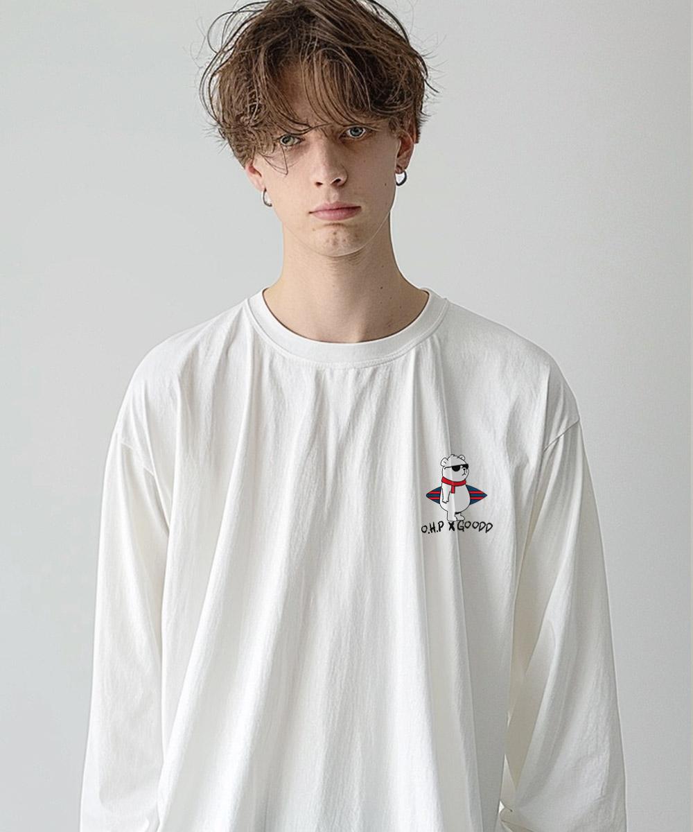 One Hundred Percent Ohpxgoodd Surfing Polar Bear Basic Long Sleeve T-Shirt White/Xl