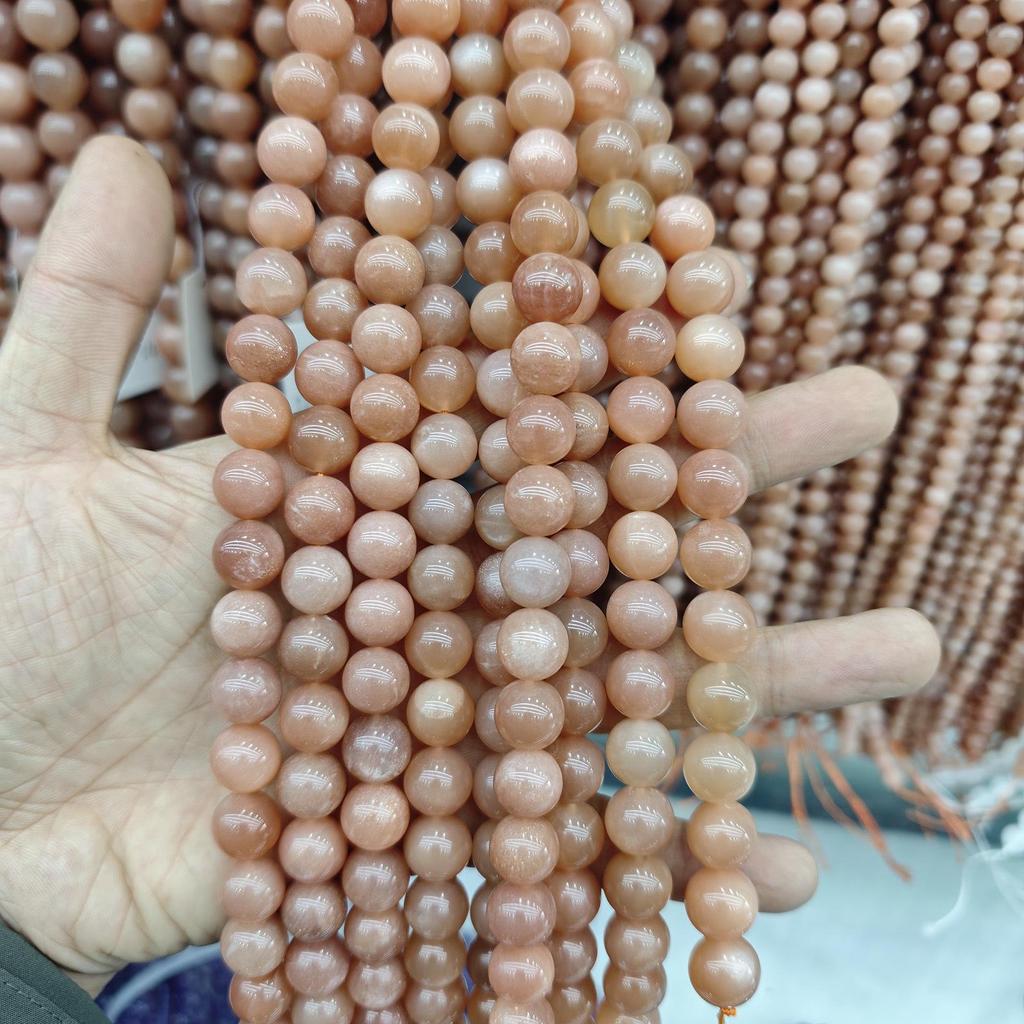 5A Sunstone, Orange Moonstone & Labradorite Round Beads - Semi-Finished Bracelet