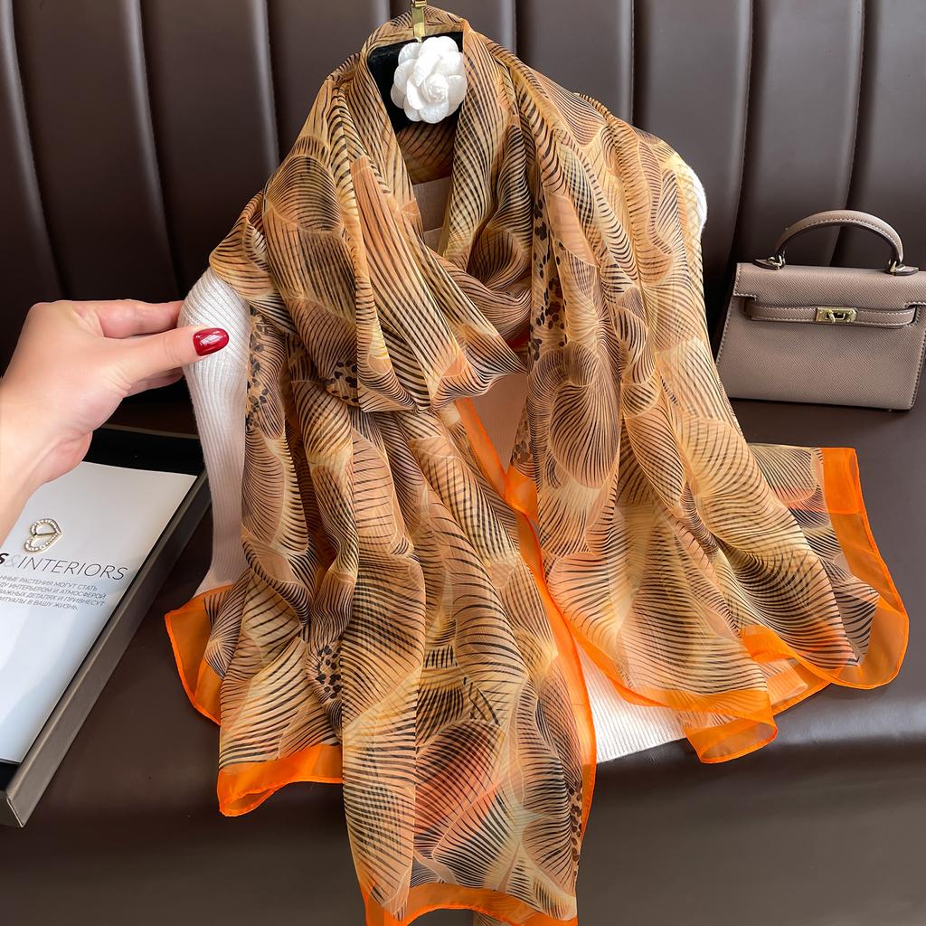 NEW Elegance Scarf Spring Summer Women Beach Sunscreen Fashion Soft Shawl High Quality Silk Lady Popular Print Scarves Hijab