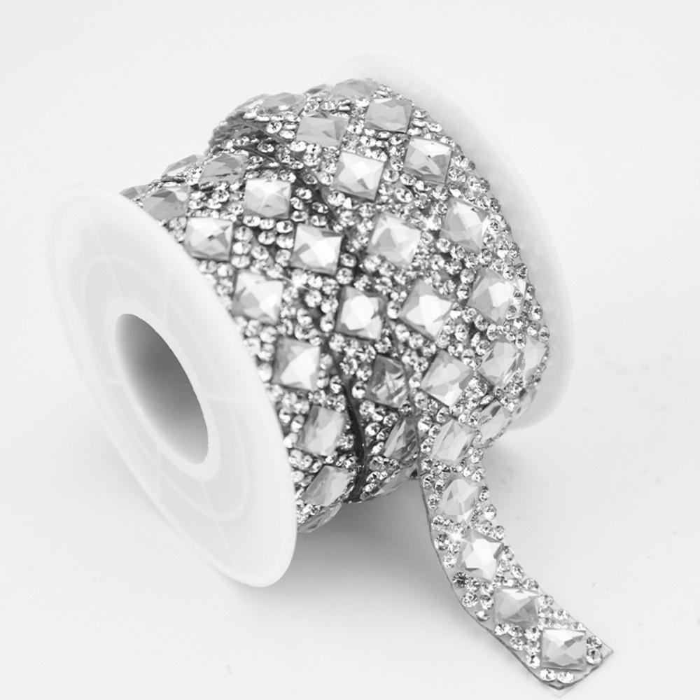 3 Yards Self Adhesive Square Rhinestone Flexible Shiny Rhinestone Sticker Sparkling DIY Decoration Rhinestone Strip
