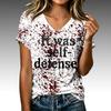 Women's Casual V-Neck Halloween Print Top
