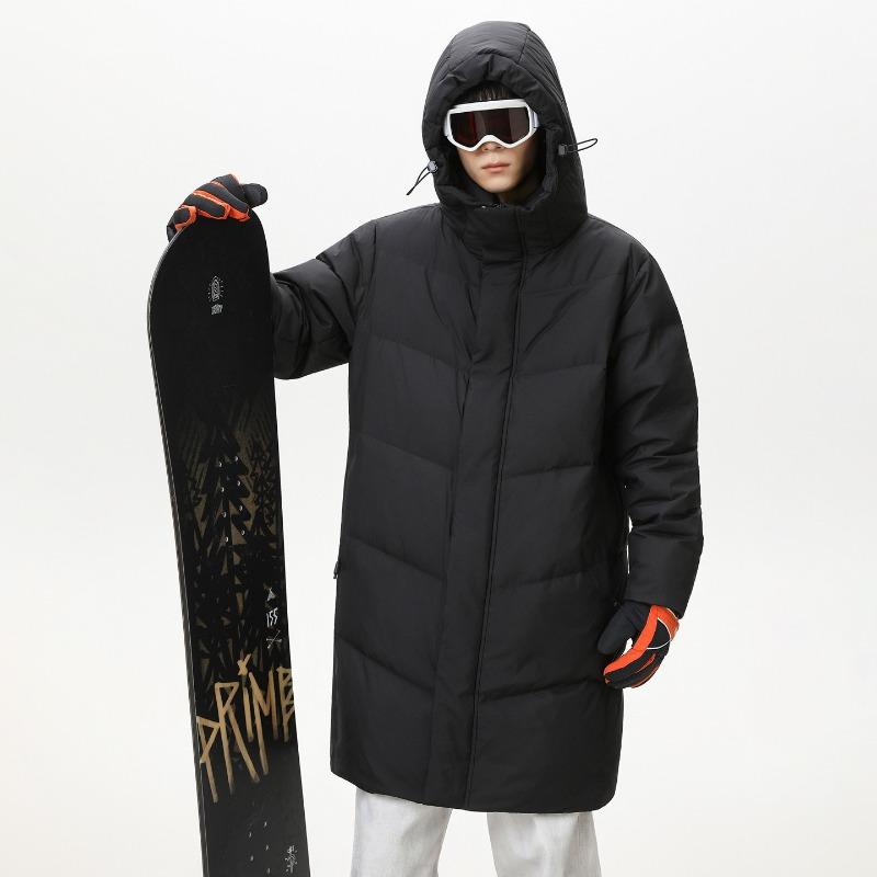 New National Standard% White Duck Down Long Down Jacket for Men and Women In Winter Loose Hooded Thickened Couple Coat