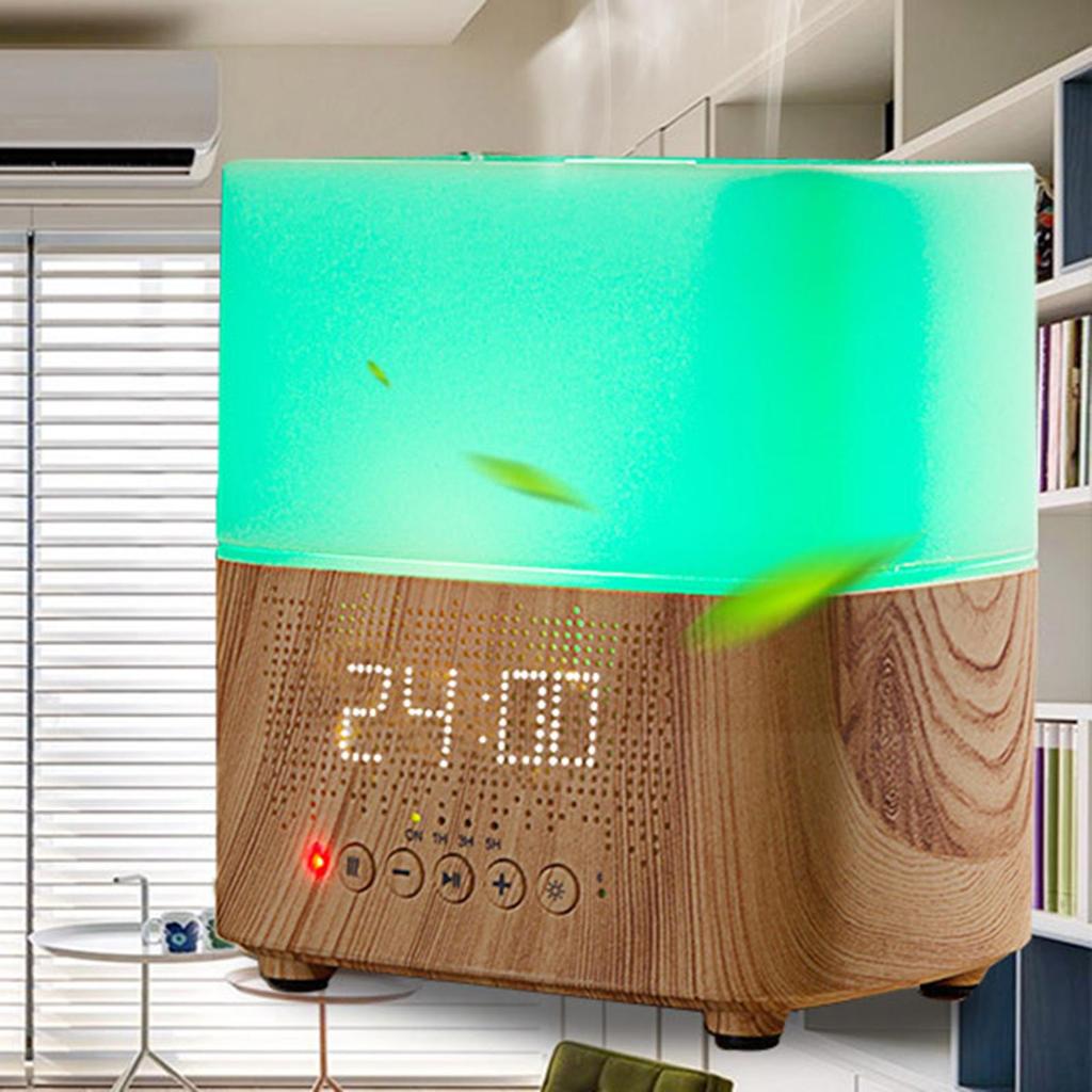 Wood Grain Essential , with Blueteeth Speaker Automatic Silent Cold Mist Electric Air Humidifier Diffuser, for
