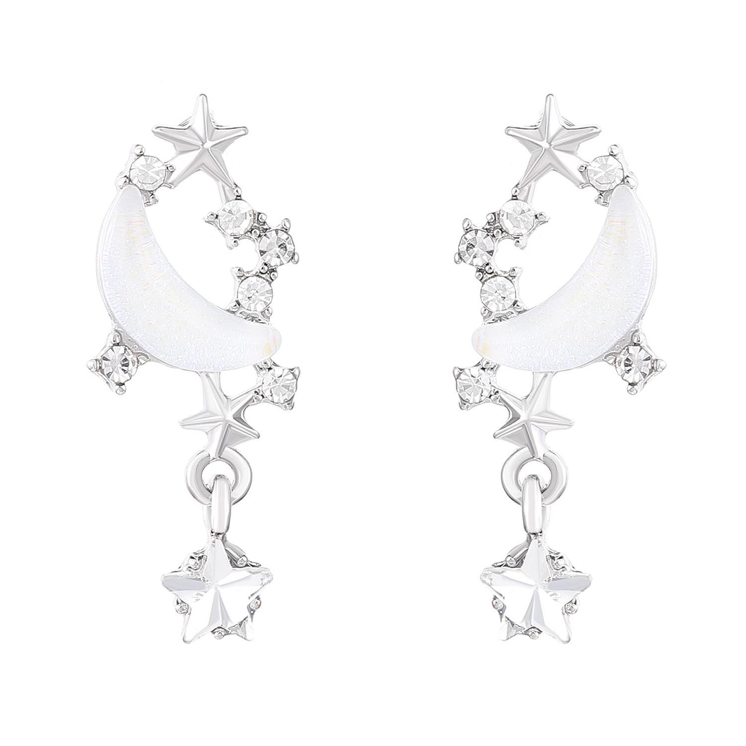 

Супер фея Звезда и Луна Ослепительные серьги-пусеты для женщин - Маленькие, шикарные и универсальные нишевые дизайнерские аксессуары