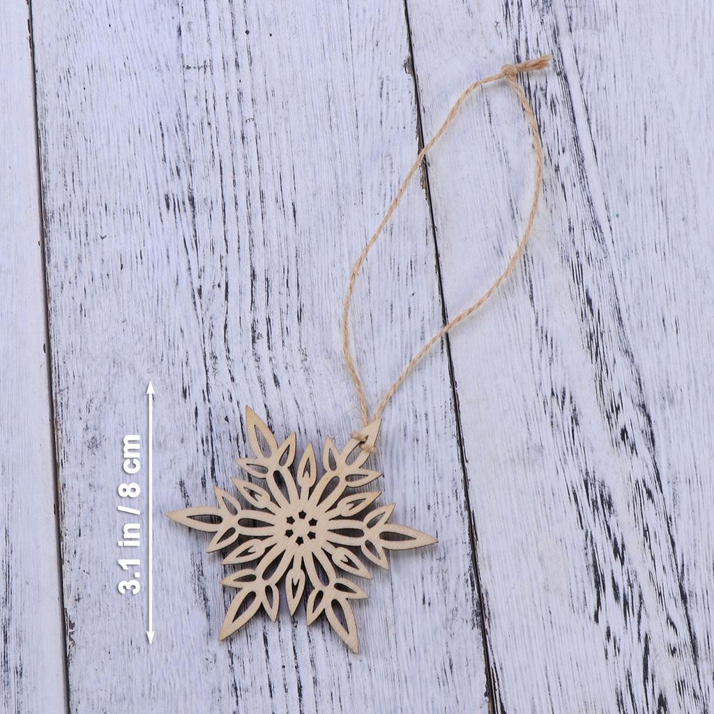 10Pcs Snowflake Decoration Rustic Wooden Christmas Embellishments Pendant for Hangers Tags Cardmaking Scrapbooking