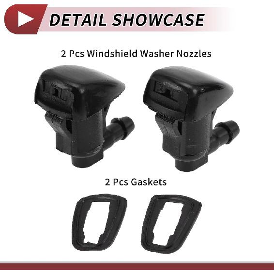 2pcs Windshield Washer Nozzle for Toyota Camry 2002-2006 Front Windshield Spray Nozzles Wiper Spray Washer Jet No.85381AA042 Black Plastic
