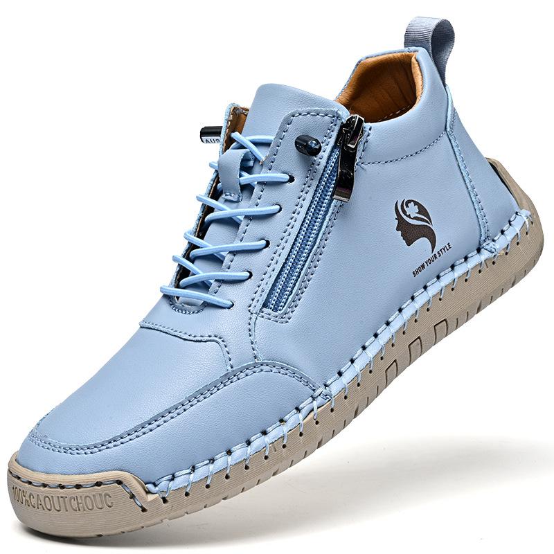 Pink Leather Sneakers Women Shoes Leather Loafers Shoes for Women Casual Shoes Hand Sewing Platform Loafers Woman Driving Shoes