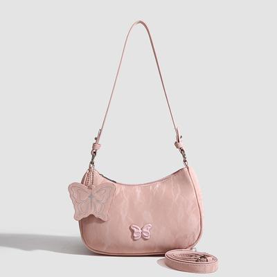 Small Fresh and Simple Underarm Bag Women Fashion Bow Small Square Bag with Texture Single Shoulder Crossbody Bag