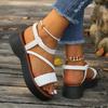 Mode Mode Weiße geflochtene Plateausandalen für Damen Sommer 2024 Elastisches Band hinten Dicke Sohle Strandsandalen Schuhe Frau Übergröße 43