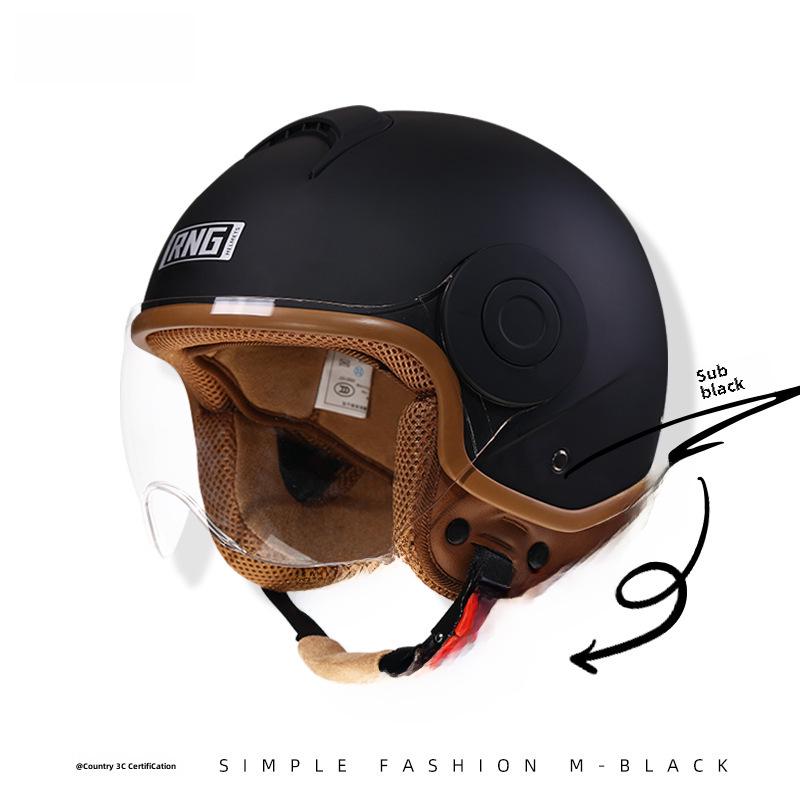 RNG 3C-Certified Retro 3/4 Motorcycle Helmet for Men & Women