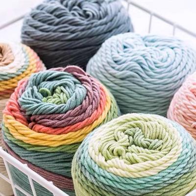 Warme Baumwollwolle Garn Regenbogenfarbe DIY Milchbaumwolle Handgestrickter Pullover