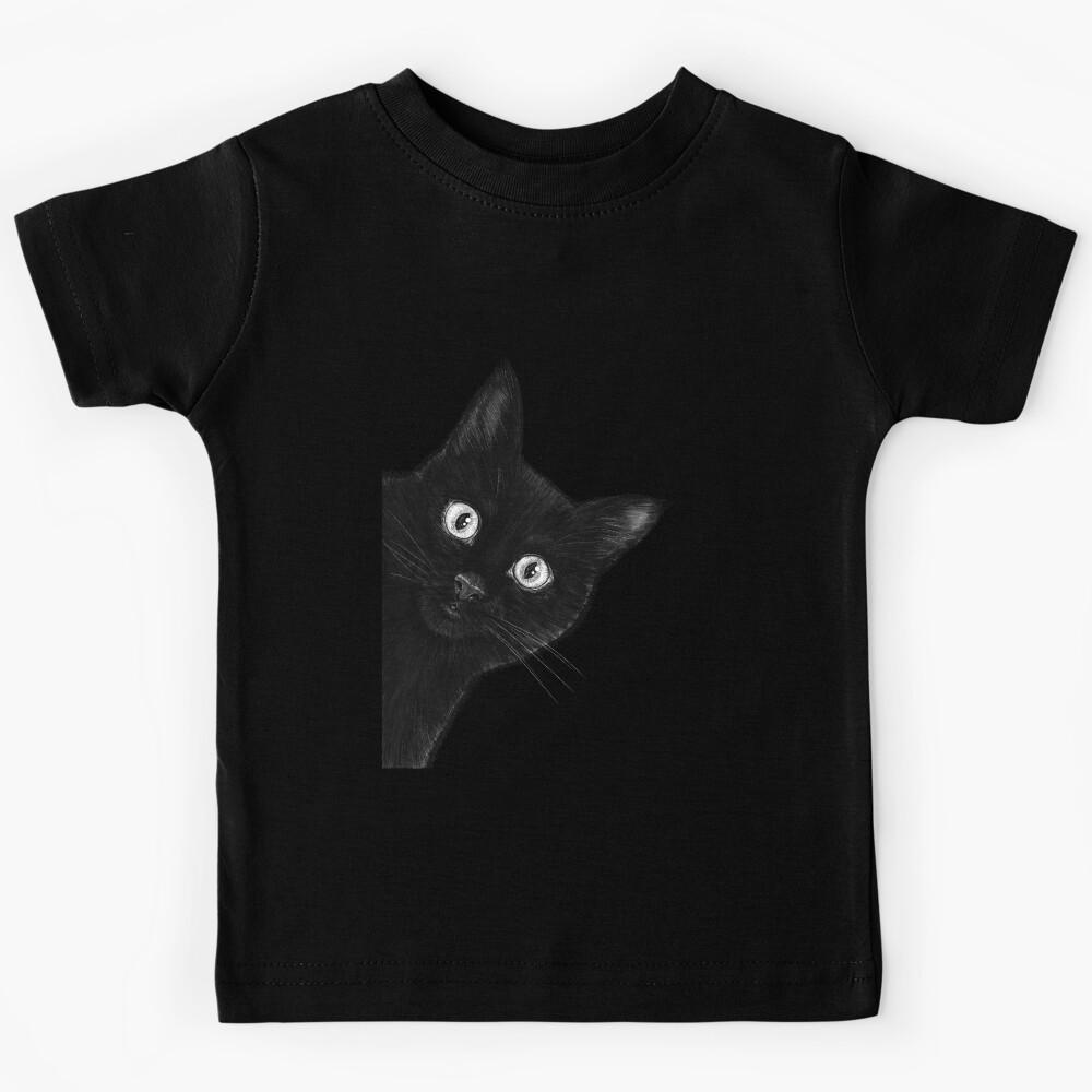 Black cat on black Kids T-Shirt 170