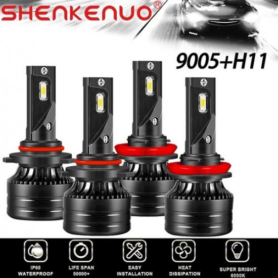 For Toyota Tundra 2007-2013 -4x Combo H11 9005 LED Headlight high low beam Bulbs