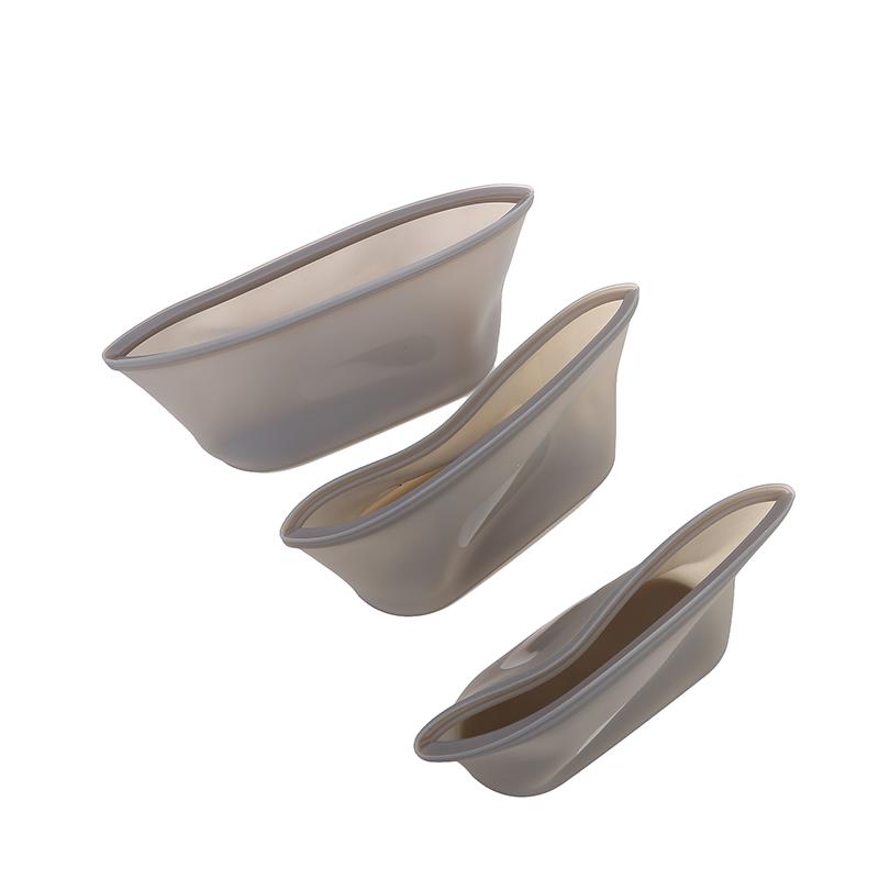 3 Pcs/set Silicone Crisper Food Storage Containers Refrigerator Freezer Storage Bags Reusable Self Sealing Pouch
