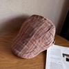 Brimmed Short Retro Beret With Stripe Design For Spring Summer Accessory Fashion