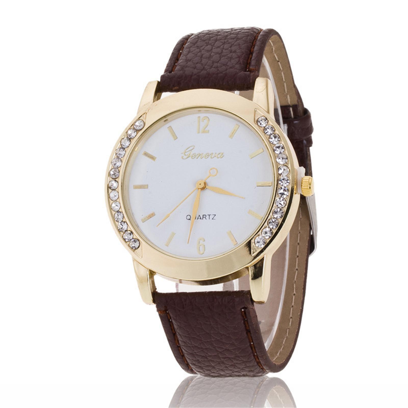 

Женские модные кожаные часы One Size кофейный