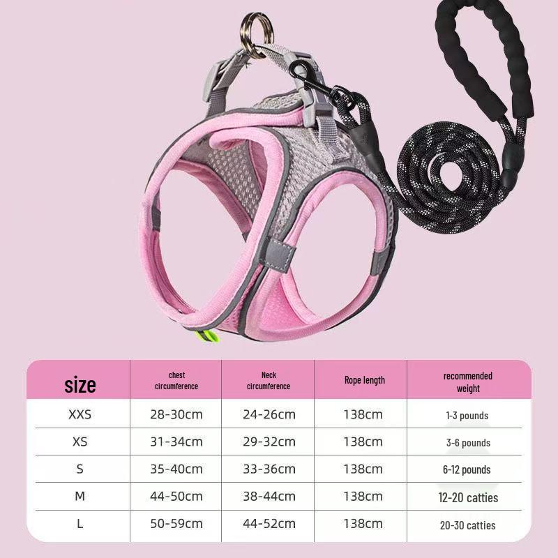 Breathable Reflective Pet Harness Vest with Leash for Cats & Dogs