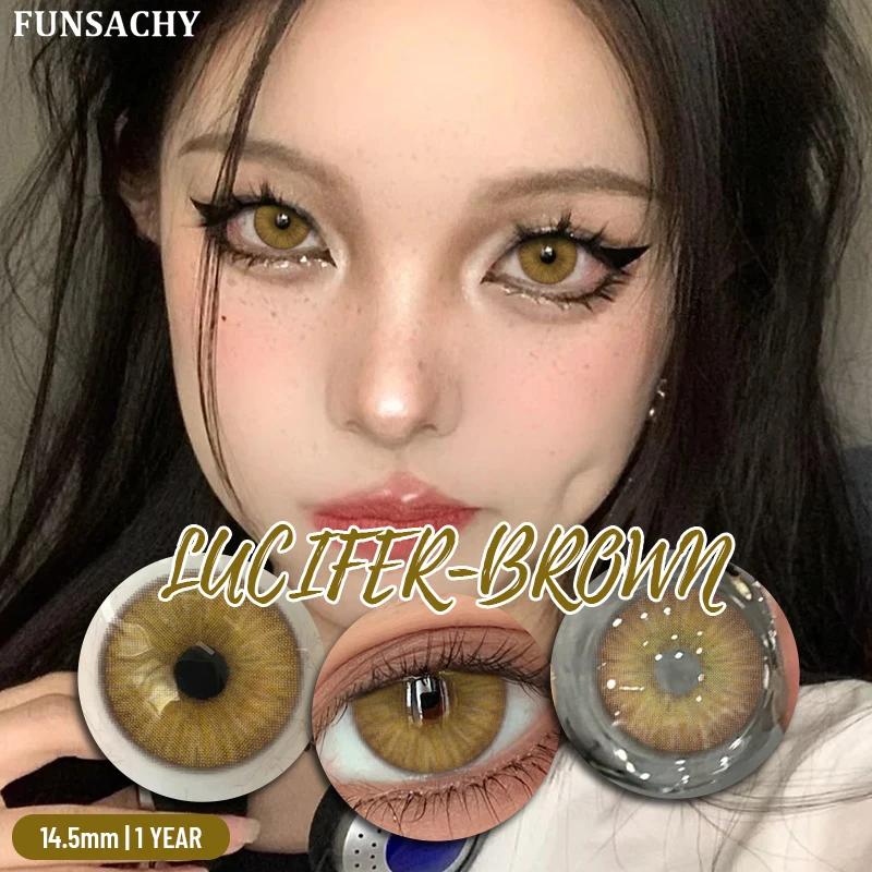FUNSACHY Color Contacts 1Pair Natural Brown Korean Big Eye Contact Lenses for Eyes Beauty Gray Pupils Colored Soft Lens Yearly