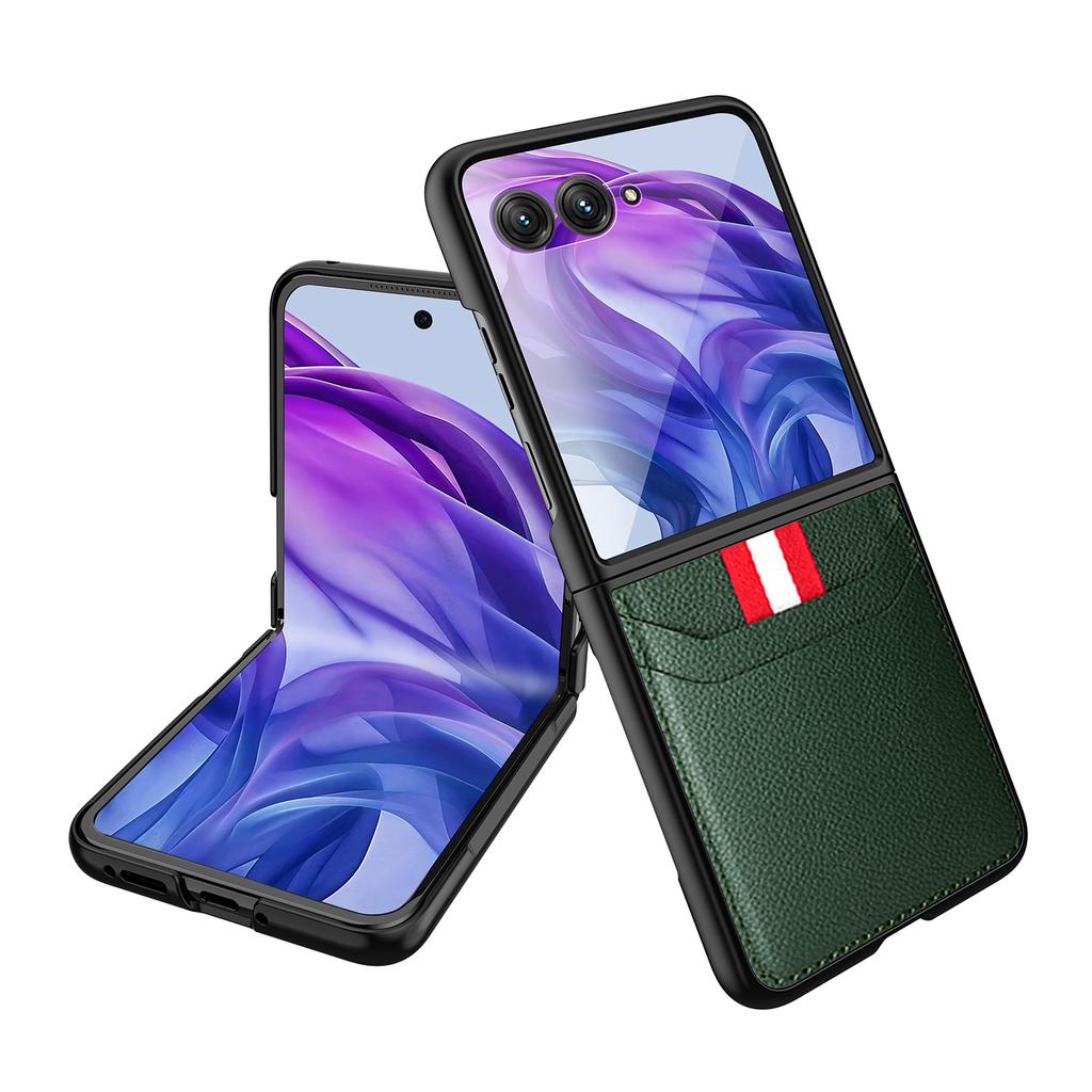 For Motorola Razr 60 Ultra 5G Case Litchi Texture PU+PC Phone Cover with Screen/Lens Film