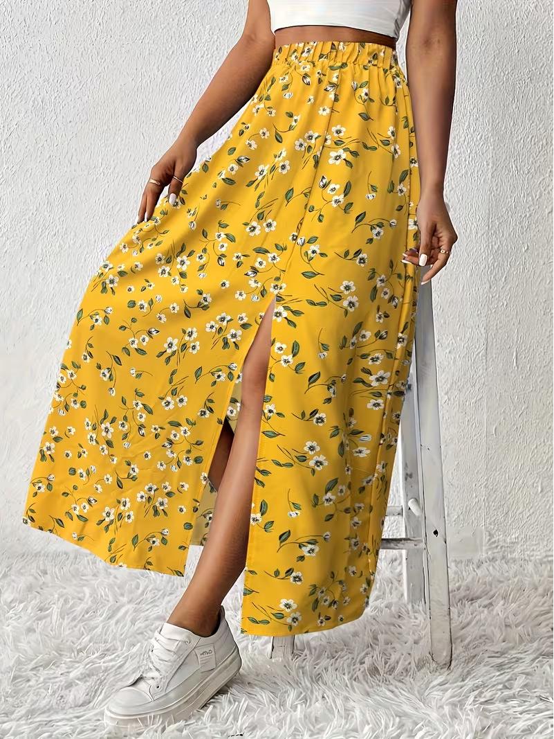 

Женская юбка с разрезом, напечатанная на 3D-принтере - Стиль Европа/Америка 2025 XS жёлтый