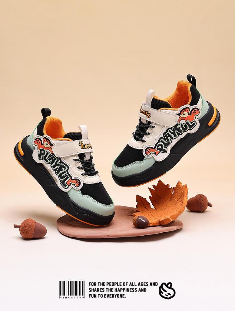 Little Yellow Duck Boys' Canvas Sneakers - Velcro, Non-slip, 2025 Autumn Collection.