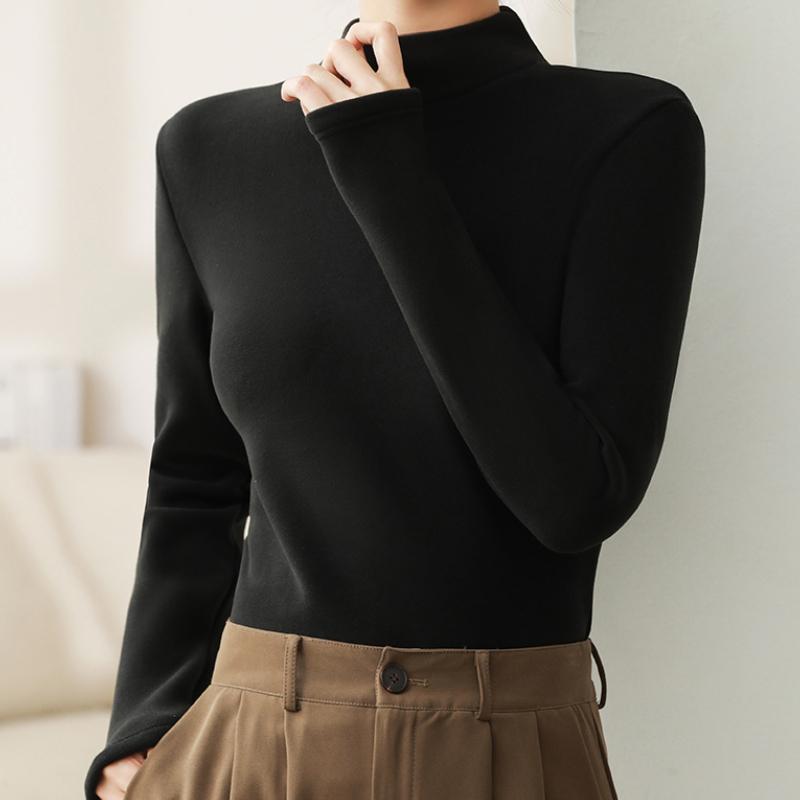 Autumn and Winter Ladies' Base Shirt Comfortable Warm Elastic Semi High Neck Base Shirt